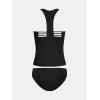 imageCUPSHE Womens Tankini Sets Two Piece Swimsuit Racerback Bathing Suits Top Cutout Flowy Mid Rise BottomBlack