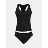 imageCUPSHE Womens Tankini Sets Two Piece Swimsuit Racerback Bathing Suits Top Cutout Flowy Mid Rise BottomBlack