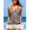 imageCUPSHE Womens Tankini Sets Two Piece Swimsuit Racerback Bathing Suits Top Cutout Flowy Mid Rise BottomBlackLeopard