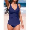 imageCUPSHE Womens Tankini Sets Two Piece Swimsuit Racerback Bathing Suits Top Cutout Flowy Mid Rise BottomNavy Blue