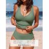 imageCUPSHE Womens Tankini Sets Two Piece Swimsuit Racerback Bathing Suits Top Cutout Flowy Mid Rise BottomOlive Green
