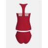 imageCUPSHE Womens Tankini Sets Two Piece Swimsuit Racerback Bathing Suits Top Cutout Flowy Mid Rise BottomRed