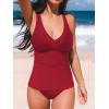 imageCUPSHE Womens Tankini Sets Two Piece Swimsuit Racerback Bathing Suits Top Cutout Flowy Mid Rise BottomRed