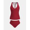 imageCUPSHE Womens Tankini Sets Two Piece Swimsuit Racerback Bathing Suits Top Cutout Flowy Mid Rise BottomRed