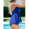 imageCUPSHE Womens Tankini Sets Two Piece Swimsuit Scoop Neck Mid Rise Adjustable Straps Ruffled HemRoyal Blue