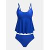 imageCUPSHE Womens Tankini Sets Two Piece Swimsuit Scoop Neck Mid Rise Adjustable Straps Ruffled HemRoyal Blue
