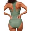 imageCUPSHE Womens Tankini Sets Two Piece Swimsuit Racerback Bathing Suits Top Cutout Flowy Mid Rise BottomOlive Green