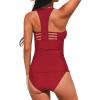 imageCUPSHE Womens Tankini Sets Two Piece Swimsuit Racerback Bathing Suits Top Cutout Flowy Mid Rise BottomRed