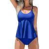 imageCUPSHE Womens Tankini Sets Two Piece Swimsuit Scoop Neck Mid Rise Adjustable Straps Ruffled HemRoyal Blue