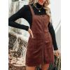 imageCUPSHE Faux Suede Mini Fall Dresses for Women Square Neck Pull Ring Zipper Front Pockets Wide Straps Casual Autumn DressBrown
