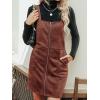 imageCUPSHE Faux Suede Mini Fall Dresses for Women Square Neck Pull Ring Zipper Front Pockets Wide Straps Casual Autumn DressBrown