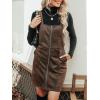 imageCUPSHE Faux Suede Mini Fall Dresses for Women Square Neck Pull Ring Zipper Front Pockets Wide Straps Casual Autumn DressCoffee