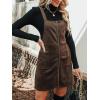 imageCUPSHE Faux Suede Mini Fall Dresses for Women Square Neck Pull Ring Zipper Front Pockets Wide Straps Casual Autumn DressCoffee