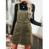 imageCUPSHE Faux Suede Mini Fall Dresses for Women Square Neck Pull Ring Zipper Front Pockets Wide Straps Casual Autumn DressDark Green