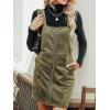 imageCUPSHE Faux Suede Mini Fall Dresses for Women Square Neck Pull Ring Zipper Front Pockets Wide Straps Casual Autumn DressDark Green