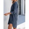 imageCUPSHE Women Fall Denim Shirt Dresses Cotton Long Sleeve V Neck Distressed Roll Tab Jean Mini DressDark Blue