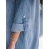 imageCUPSHE Women Fall Denim Shirt Dresses Cotton Long Sleeve V Neck Distressed Roll Tab Jean Mini DressLight Blue