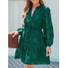 imageCUPSHE Women Ruffle Lace Mini Fall Dresses Semi Formal Wedding Guest Dress V Neck Long Puff Sleeve Elastic Waist TieGreen