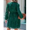 imageCUPSHE Women Ruffle Lace Mini Fall Dresses Semi Formal Wedding Guest Dress V Neck Long Puff Sleeve Elastic Waist TieGreen