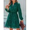 imageCUPSHE Women Ruffle Lace Mini Fall Dresses Semi Formal Wedding Guest Dress V Neck Long Puff Sleeve Elastic Waist TieGreen