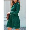 imageCUPSHE Women Ruffle Lace Mini Fall Dresses Semi Formal Wedding Guest Dress V Neck Long Puff Sleeve Elastic Waist TieGreen
