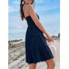 imageCUPSHE Women Ruffle Mini Summer Dress Spaghetti Straps Square Neck Backless Smocked Bodice A Line Spring Beach DressesNavy Blue