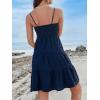 imageCUPSHE Women Ruffle Mini Summer Dress Spaghetti Straps Square Neck Backless Smocked Bodice A Line Spring Beach DressesNavy Blue