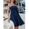 imageCUPSHE Women Ruffle Mini Summer Dress Spaghetti Straps Square Neck Backless Smocked Bodice A Line Spring Beach DressesNavy Blue