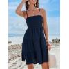 imageCUPSHE Women Ruffle Mini Summer Dress Spaghetti Straps Square Neck Backless Smocked Bodice A Line Spring Beach DressesNavy Blue
