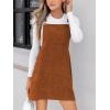 imageCUPSHE Womens Corduroy Overall Mini Fall Dress Square Neck Adjustable Straps Front Pocket Side Buttons Autumn DressesBrown