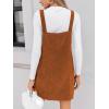 imageCUPSHE Womens Corduroy Overall Mini Fall Dress Square Neck Adjustable Straps Front Pocket Side Buttons Autumn DressesBrown