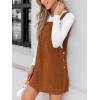 imageCUPSHE Womens Corduroy Overall Mini Fall Dress Square Neck Adjustable Straps Front Pocket Side Buttons Autumn DressesBrown