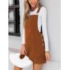 imageCUPSHE Womens Corduroy Overall Mini Fall Dress Square Neck Adjustable Straps Front Pocket Side Buttons Autumn DressesBrown