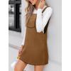 imageCUPSHE Womens Corduroy Overall Mini Fall Dress Square Neck Adjustable Straps Front Pocket Side Buttons Autumn DressesShell Brown