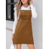 imageCUPSHE Womens Corduroy Overall Mini Fall Dress Square Neck Adjustable Straps Front Pocket Side Buttons Autumn DressesShell Brown