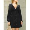 imageCUPSHE Womens Fall Casual Dress Long Sleeve V Neck A Line Button Mini DressesBlack
