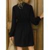 imageCUPSHE Womens Fall Casual Dress Long Sleeve V Neck A Line Button Mini DressesBlack