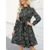 imageCUPSHE Womens Fall Dresses 2025 High Neck Long Sleeve Belted Printed Long Flowy Midi Casual DressGreen