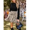imageCUPSHE Womens Fall Dresses Long Sleeves Round Neck Casual Outfits A Line Work Belted Vacation Mini SundressApricot Leopard