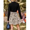 imageCUPSHE Womens Fall Dresses Long Sleeves Round Neck Casual Outfits A Line Work Belted Vacation Mini SundressApricot Leopard