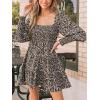 imageCUPSHE Womens Floral Ruffle Fall Dress Long Sleeve Smocked A Line Elastic Waist Flowy Casual Mini DressssBlack Floral
