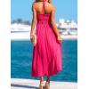 imageCUPSHE Womens Halter Maxi Summer Dress Sleeveless Casual Vacation Dresses Flowy Beach SundressPink