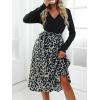 imageCUPSHE Womens Leopard Print Panel A Line Midi Dress Long Sleeve V Neck Waist Tie Wrap Casual Fall DressesApricot Leopard
