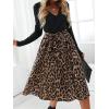 imageCUPSHE Womens Leopard Print Panel A Line Midi Dress Long Sleeve V Neck Waist Tie Wrap Casual Fall DressesMulticoloured