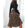 imageCUPSHE Womens Leopard Print Panel A Line Midi Dress Long Sleeve V Neck Waist Tie Wrap Casual Fall DressesMulticoloured