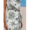 imageCUPSHE Womens One Shoulder Leaf Print Selftie Short Dress Sleeveless Tiered Hem Formal Dress Casual Mini DressDark Green Paisley