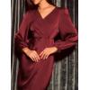 imageCUPSHE Womens Satin Long Sleeve Midi Dress V Neck Wrap Elegant Cocktail Party Work DressesRed