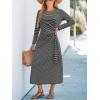 imageCUPSHE Womens Striped Midi Casual Dresses Cotton Fall Long Sleeve Tie Front DressStriped