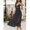 imageCUPSHE Womens Summer Dresses Polka Dot Bow Tie Cutout A Line Spaghetti Strap Sleeveless Cocktail Maxi DressBlack