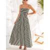 imageCUPSHE Womens Summer Maxi Dress Casual Sleeveless Square Neck Striped Beach Long Dress with PocketsBlack Beige Striped